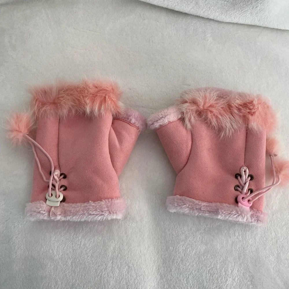 Leather and Wool Fingerless Mittens